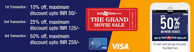 Get 10%, 25% and  50 % Discounts on Movie Booking via Bookmyshow.com - MyTricksTime.com offer image