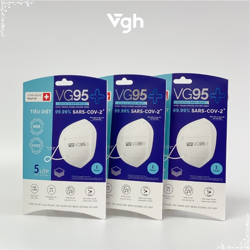 VG Healthcare Khẩu trang VG95+ 2 lớp màu trắng 16 66 tctshop vn