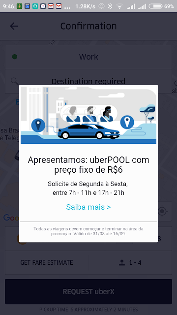 uberPool com preço fixo e crase errada