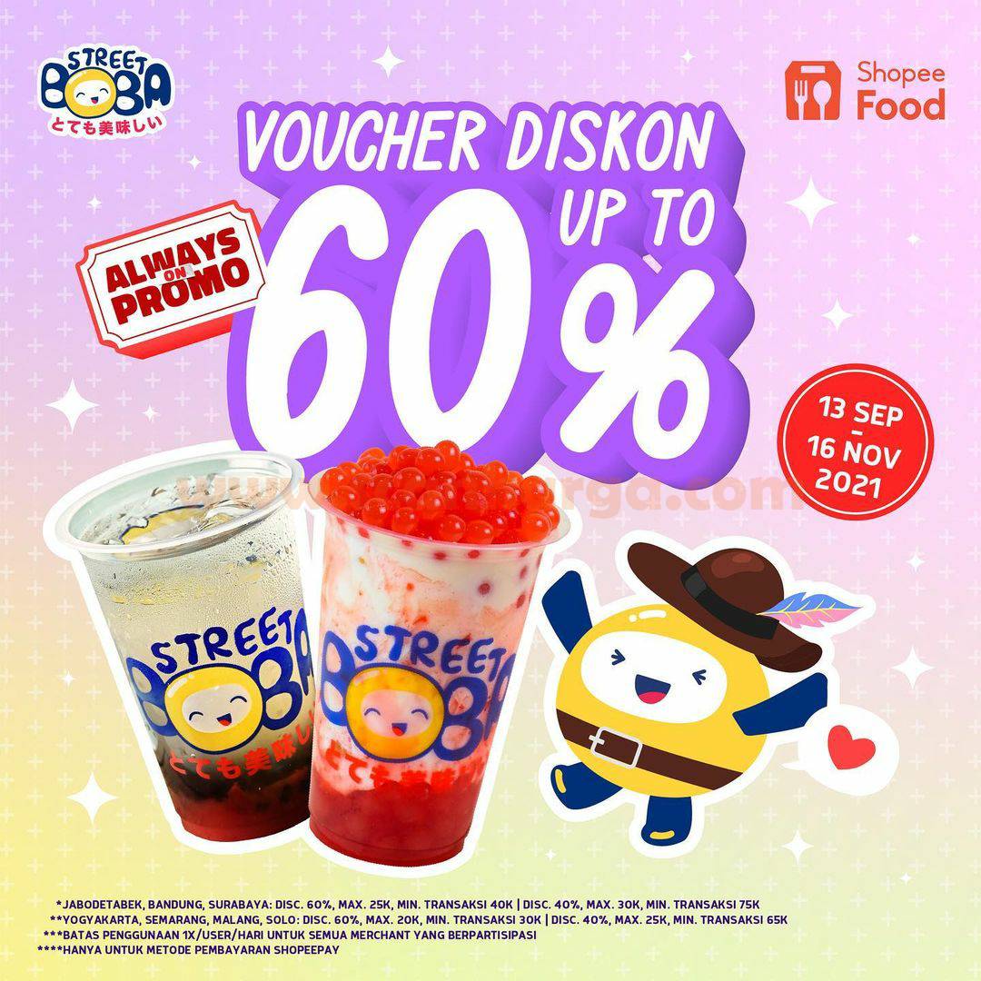 Promo Street Boba Voucher Diskon 50% via ShopeeFood