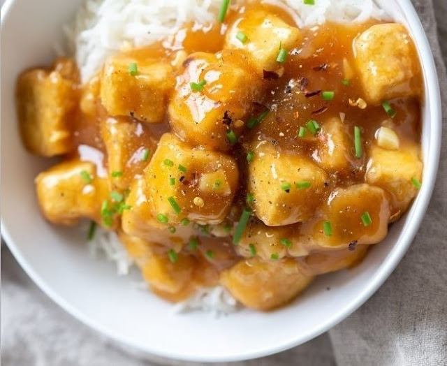 Crispy Baked Orange Tofu #vegan #dinner