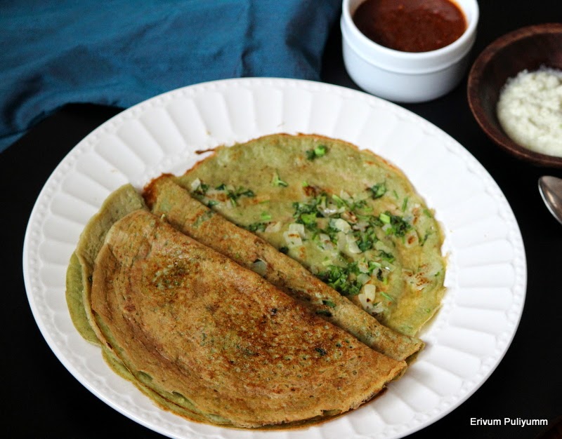 Erivum Puliyum Whole Green Gram Dosa (Pesarattu) & Sweet Ginger