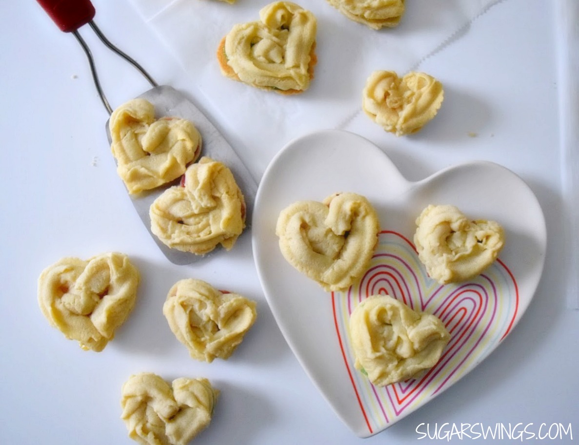 Sugar Swings! Serve Some Piped Heart Shaped Butter Cookies filled