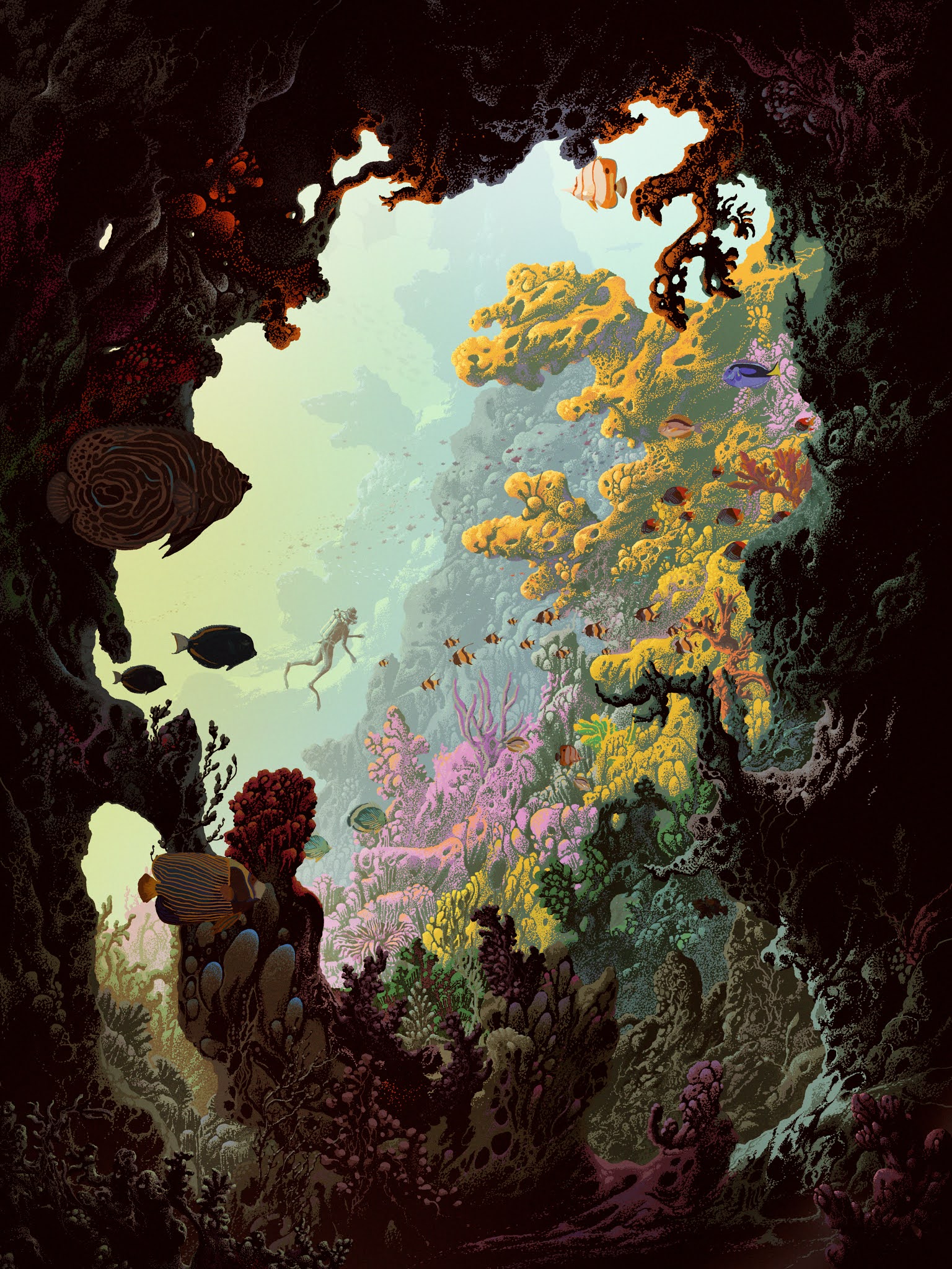 INSIDE THE ROCK POSTER FRAME BLOG Kilian Eng A Dream of the Reef Print