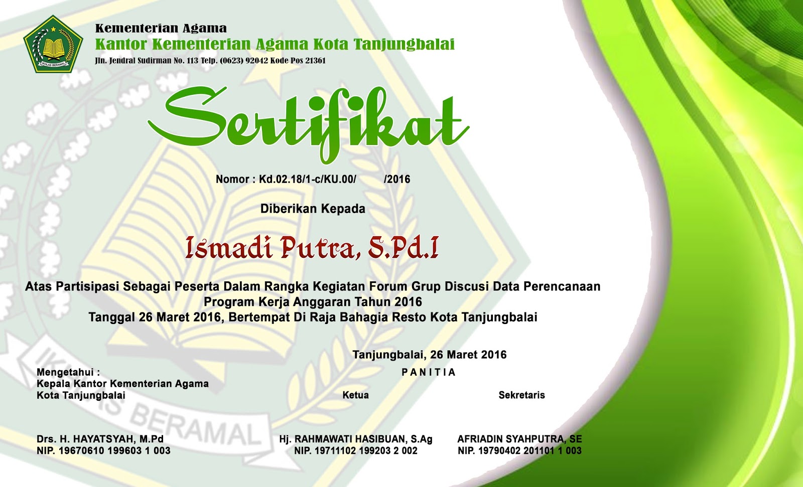 CD Desain Sertifikat Format PSD PUTRA MEDIA