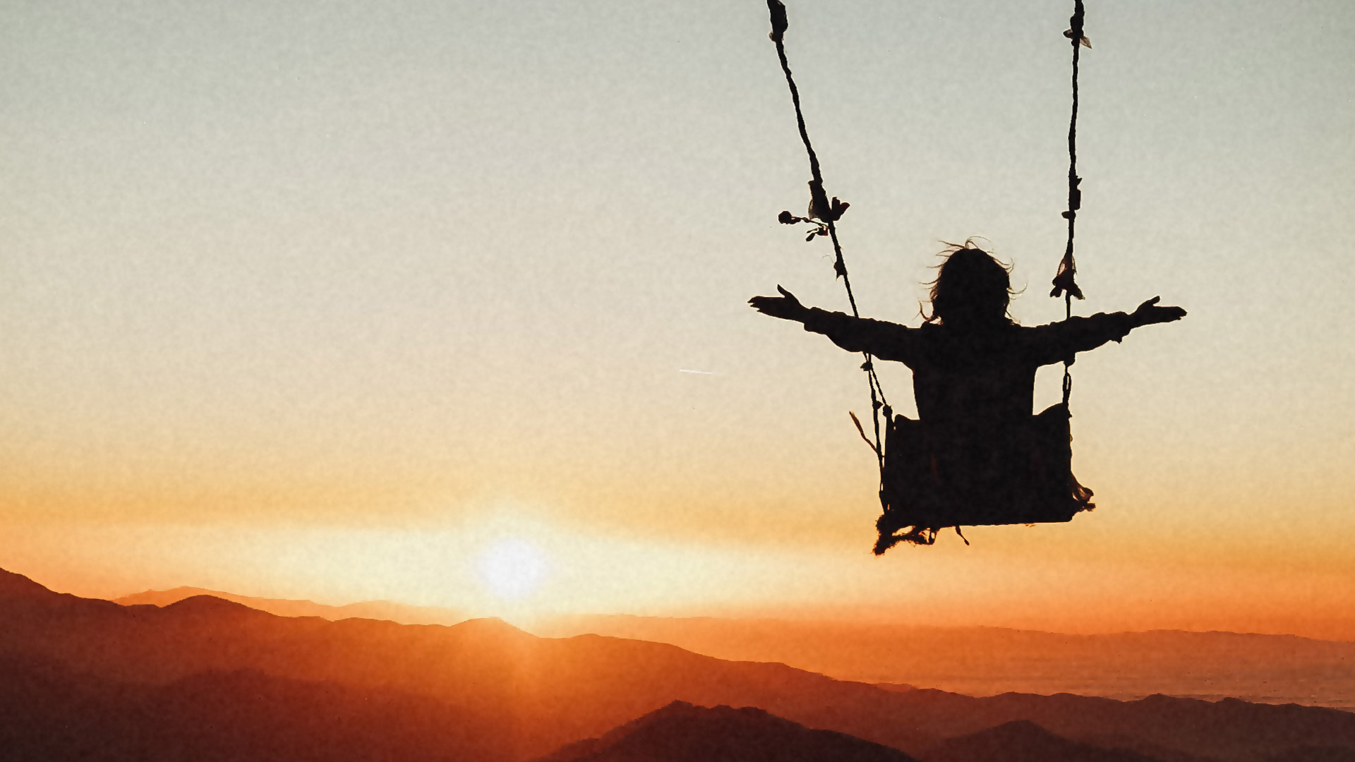 Wallpaper Girl, Happiness, Freedom, Swing, Sunset