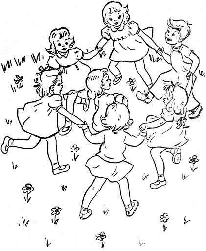 Tranh tô màu thiếu nhi vui chơi bịt mắt bắt dê