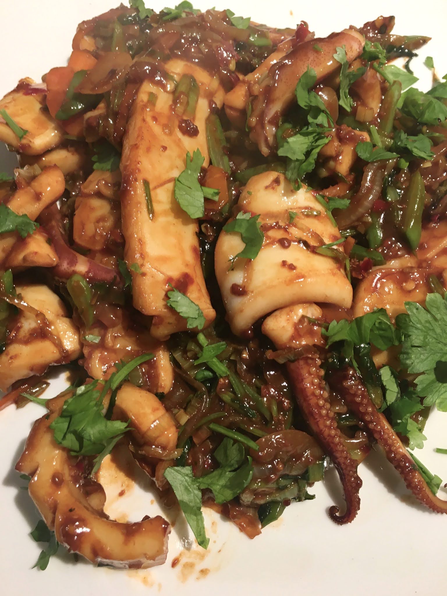Some like it hot Ojingeo Bokkeum (Korean Spicy Stir-fried Squid).