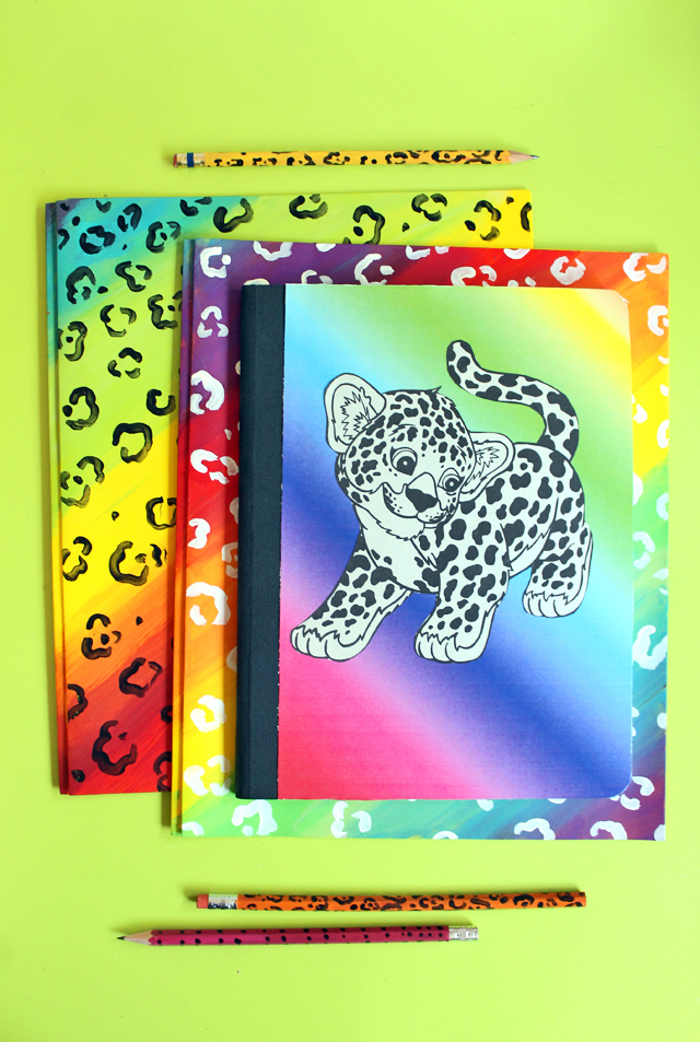 Make your own Lisa Frank inspired notebooks and school supplies!