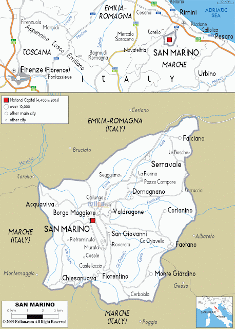 Mapa rodoviário de San Marino