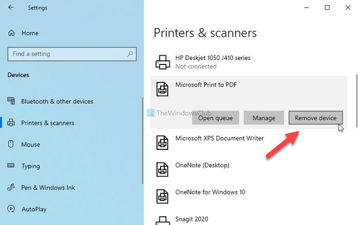 Windows 10에서 Microsoft Print to PDF 프린터를 표시하거나 숨기는 방법