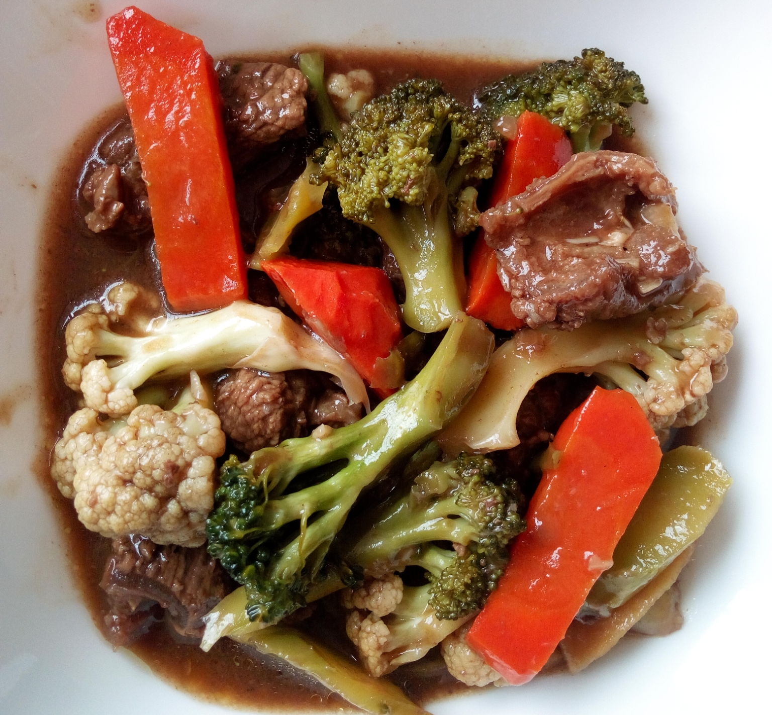 Beef with Broccoli Cauliflower and Carrots