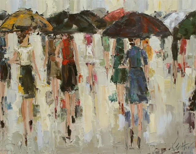 Kathryn Morris Trotter | American Impressionist Knife painter | Paris in the rain