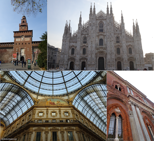 Castillo Sforzesco, Catedral de Milán, Galerías de Victor Manuel, universidad de Milán