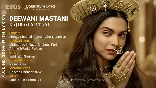 Deewani Mastani Lyrics - Shreya Ghoshal | Bajirao Mastani