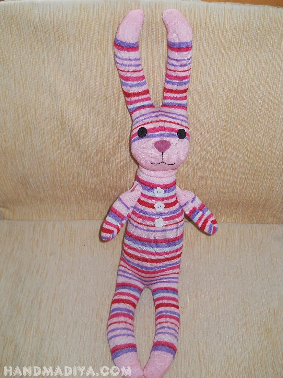 Soft toy Bunny sewn from socks. DIY step-by-step tutorials