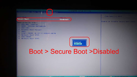 Disabled Secure Boot