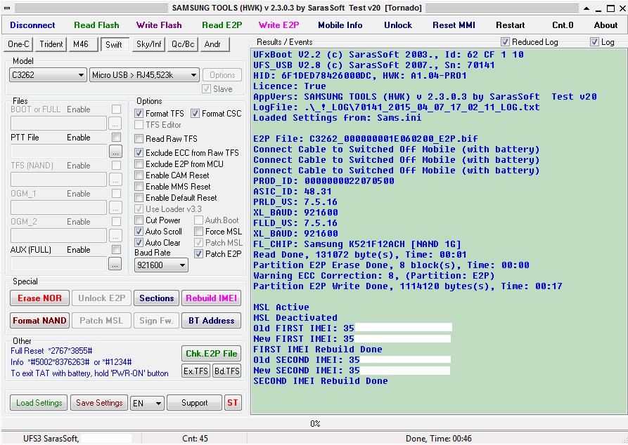How to write software samsung c3312 by ufs box 07 picture