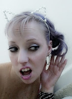 can you hear me? lavender hair hoop earrings pearl cat ears headband