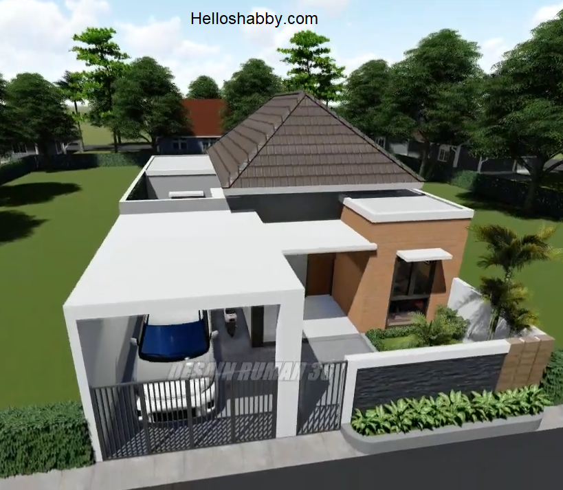 Desain dan Denah Rumah 9 x 15 Meter, Terdapat 3 Kamar Tidur Ada Kolam