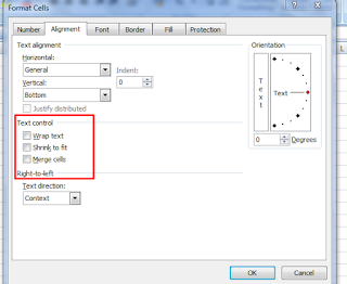 menu aligment format cells excel