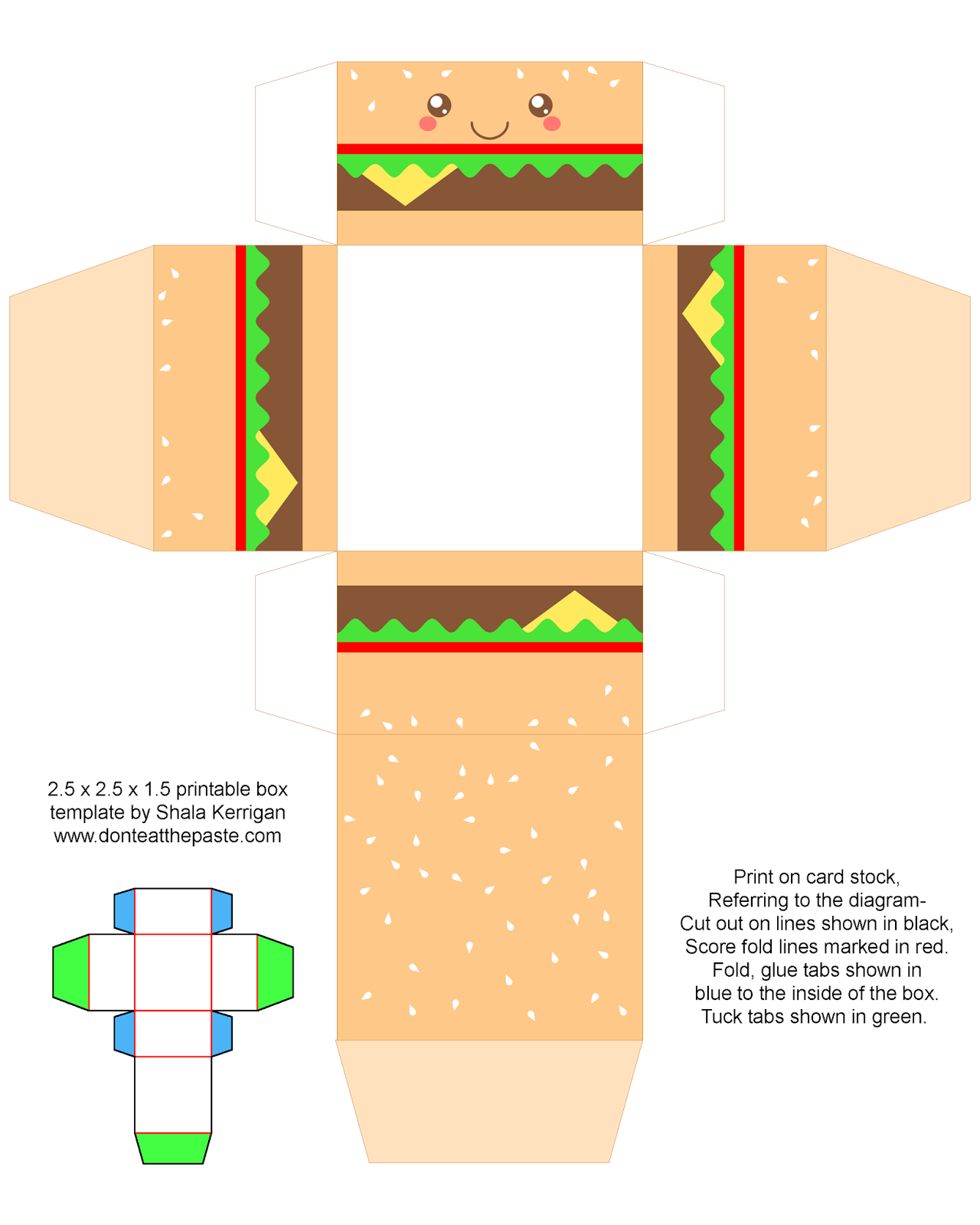 Don't Eat the Paste: Printable cheeseburger gift boxes