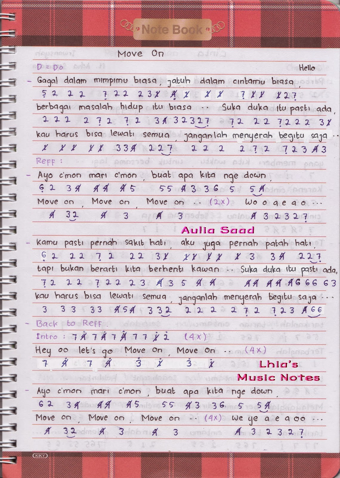 Not Angka Hello Band Move On Aulia's World