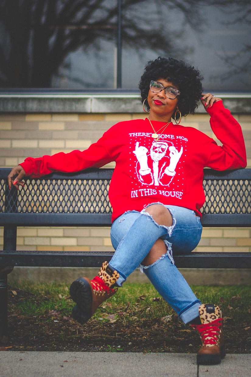Sweenee Style, Christmas Sweater, Funny Christmas Sweater, Christmas 2020, Fashion Blog, Black Girls who blog, Indianapolis Fashion Blogger