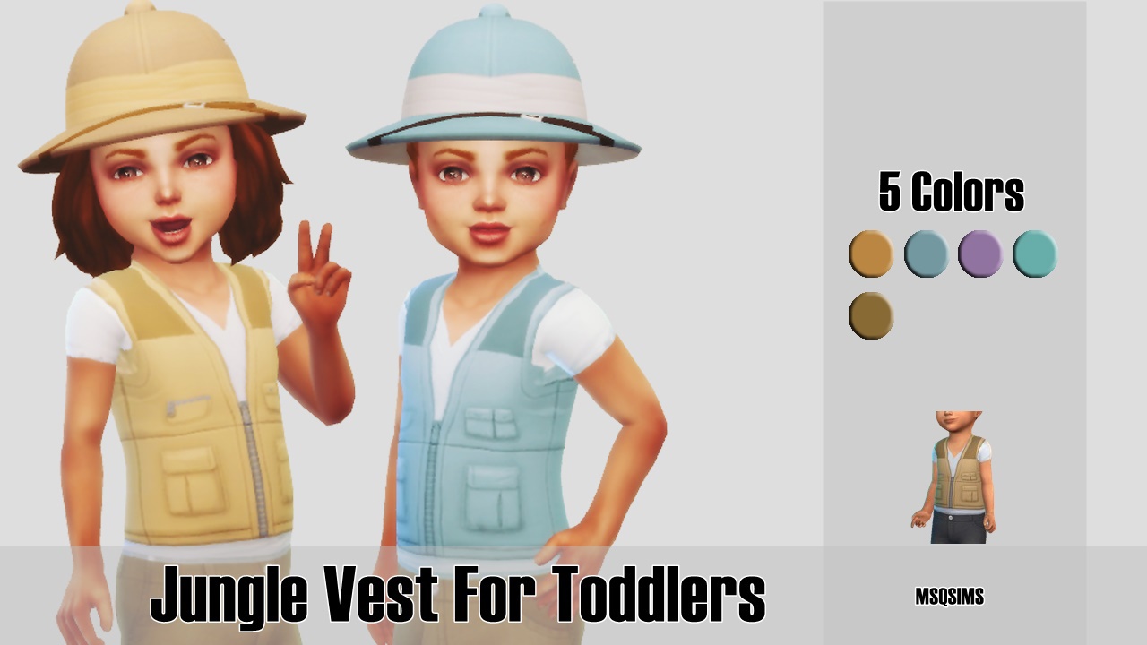 Msq Sims Jungle Vest For Toddlers