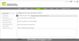 Activamos DHCP server en la interfaz green