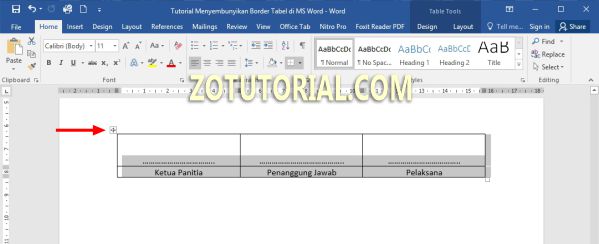 Cara Menghilangkan Border Tabel di MS Word