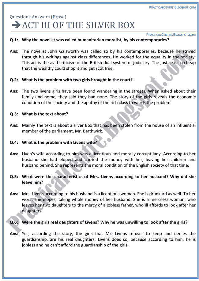 Act-III-Of-The-Silver-Box-Prose-Questions-Answers-English-XII