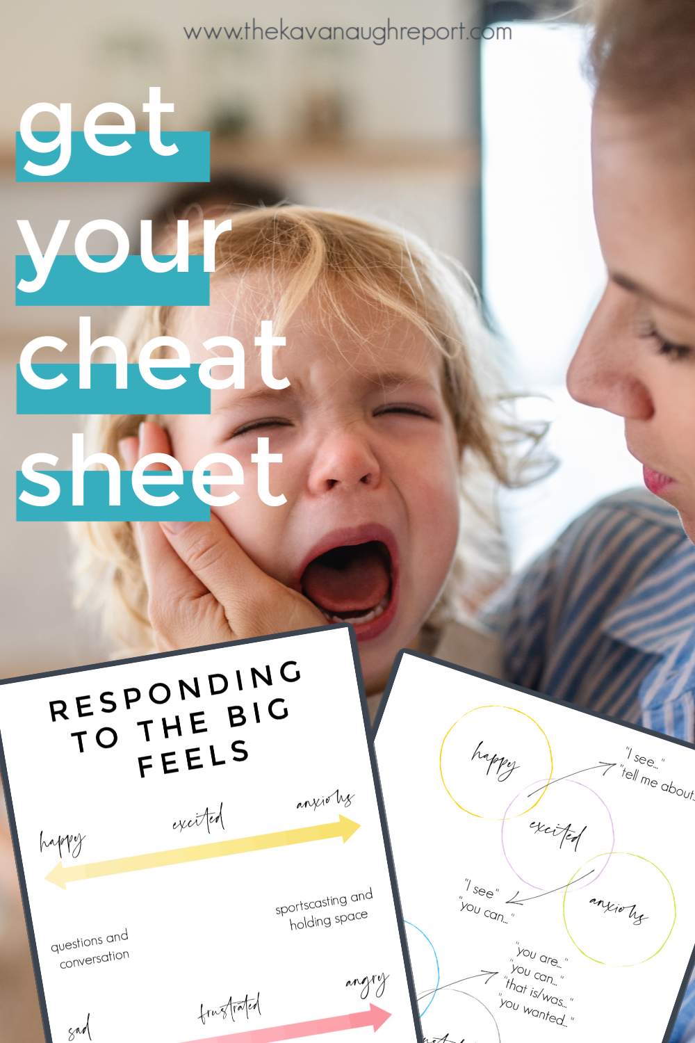 Responding to big feelings is an important part of being a Montessori parent. Here are some cheat sheets for responding to a child's emotions.