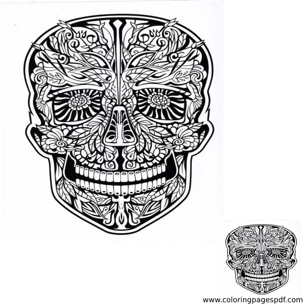 Coloring Page Of A Skull Inside Mandala