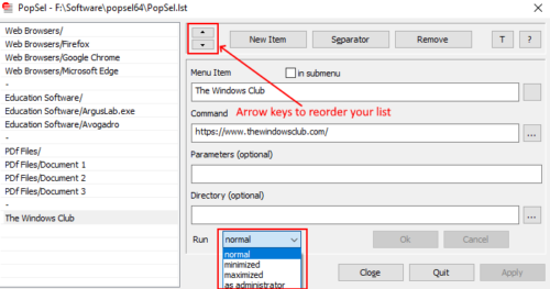 PopSel Windows 8용 팝업 메뉴 실행기 소프트웨어