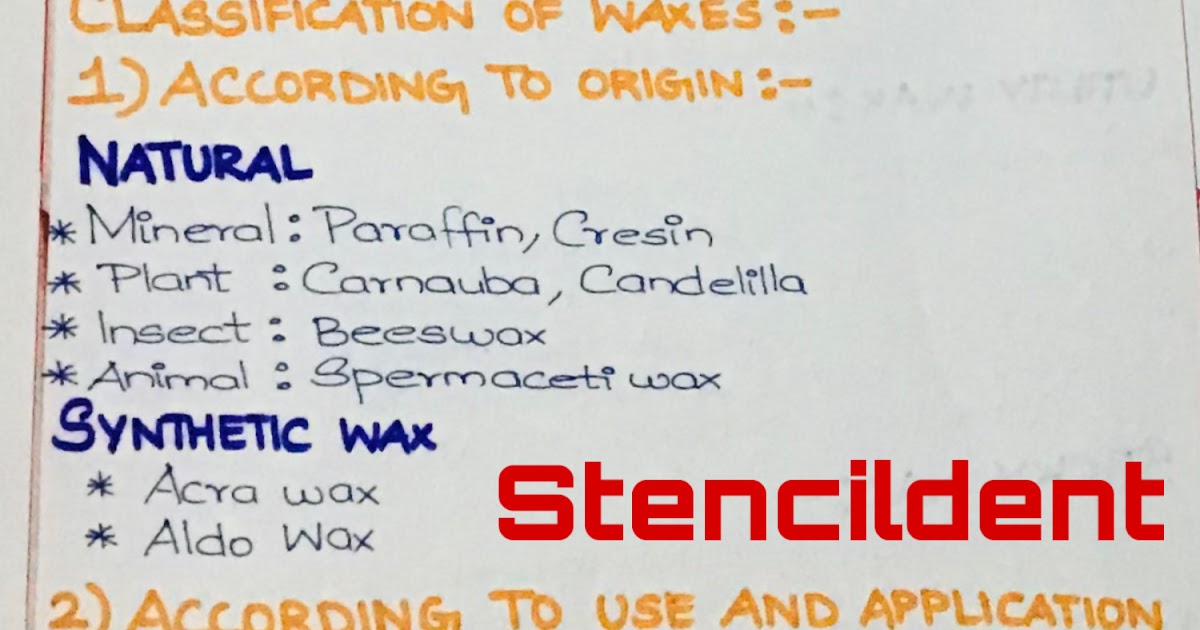 DENTAL WAXTYPES,INLAY WAX IN DETAIL NOTES