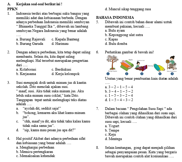 Soal Semester Tema 7 Kelas 3 SD/MI