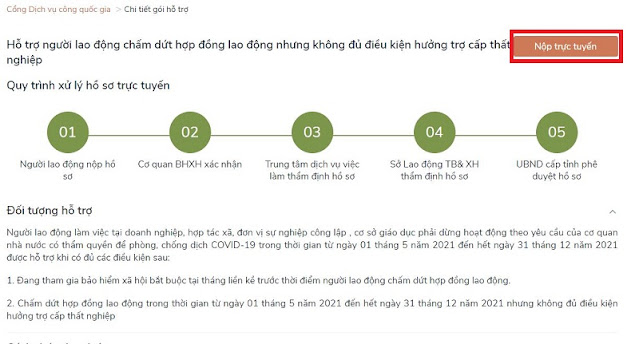 Thủ tục nhận hỗ trợ covid 2019 cho đối tượng Hỗ trợ người lao động chấm dứt hợp đồng lao động nhưng không đủ điều kiện hưởng trợ cấp thất nghiệp