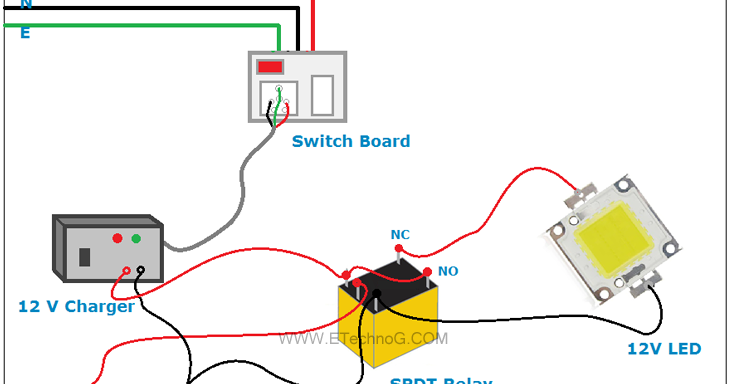 Relay Connection And Wiring Diagram For Emergency Light Etechnog Wiring Diagram For Emergency Light, Wiring Emergency Lighting