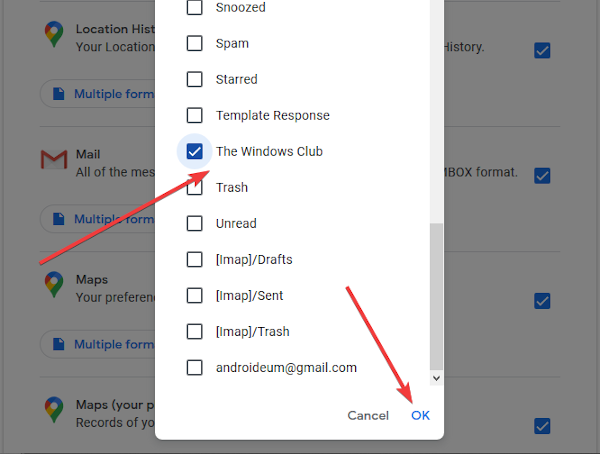 Экспортировать электронные письма Gmail как MBOX