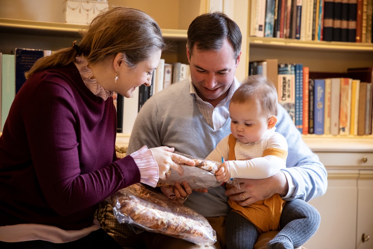 Today the Royal Court of Luxembourg shared 4 absolutely sweet pictures of adorable Prince Charles celebrating his first Bretzelsonndeg with his parents Hereditary Grand Duke of Luxembourg Guillaume and Hereditary Grand Duchess Stéphanie.