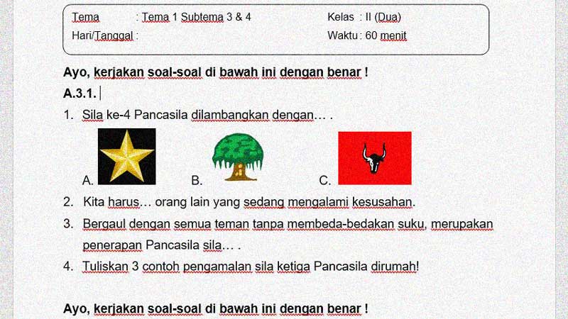 Soal kelas 2 tema 1 subtema 3 dan 4 Soal kelas 2 tema 1 subtema 3 dan 4