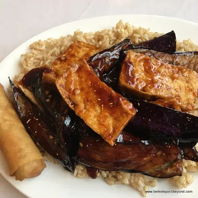 eggplant and tofu in garlic sauce at Long Life Vegi House in Berkeley, California