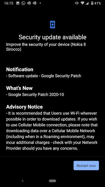 Nokia 8 Sirocco receiving October 2020 Android Security patch
