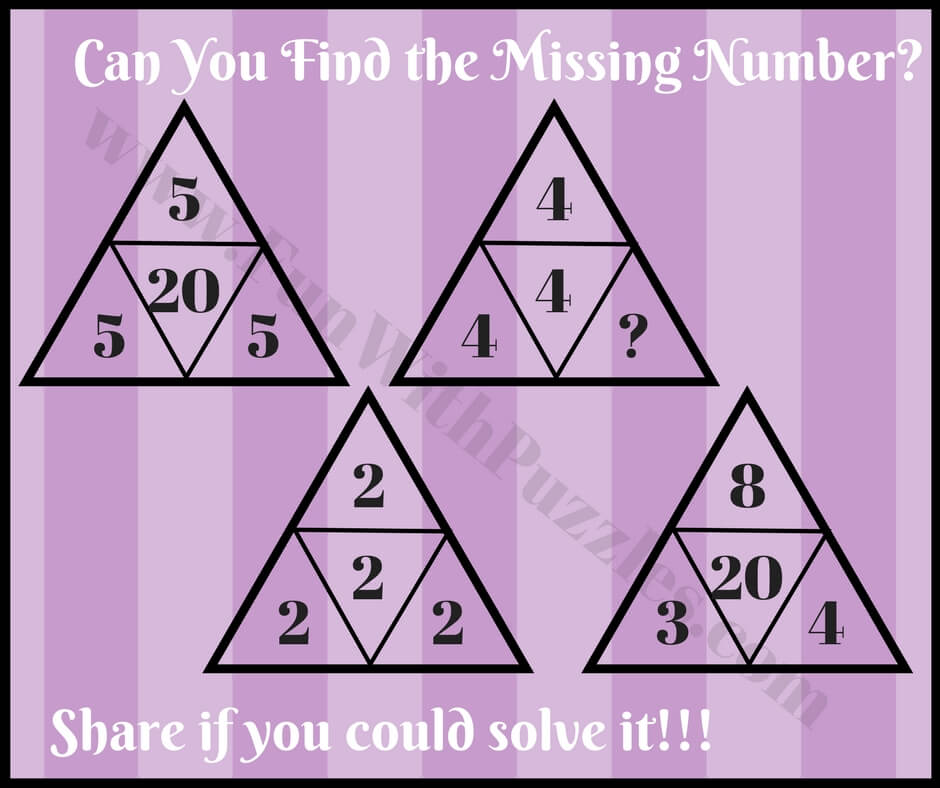 Brain Buster Picture Math Triangle Puzzles and Answers
