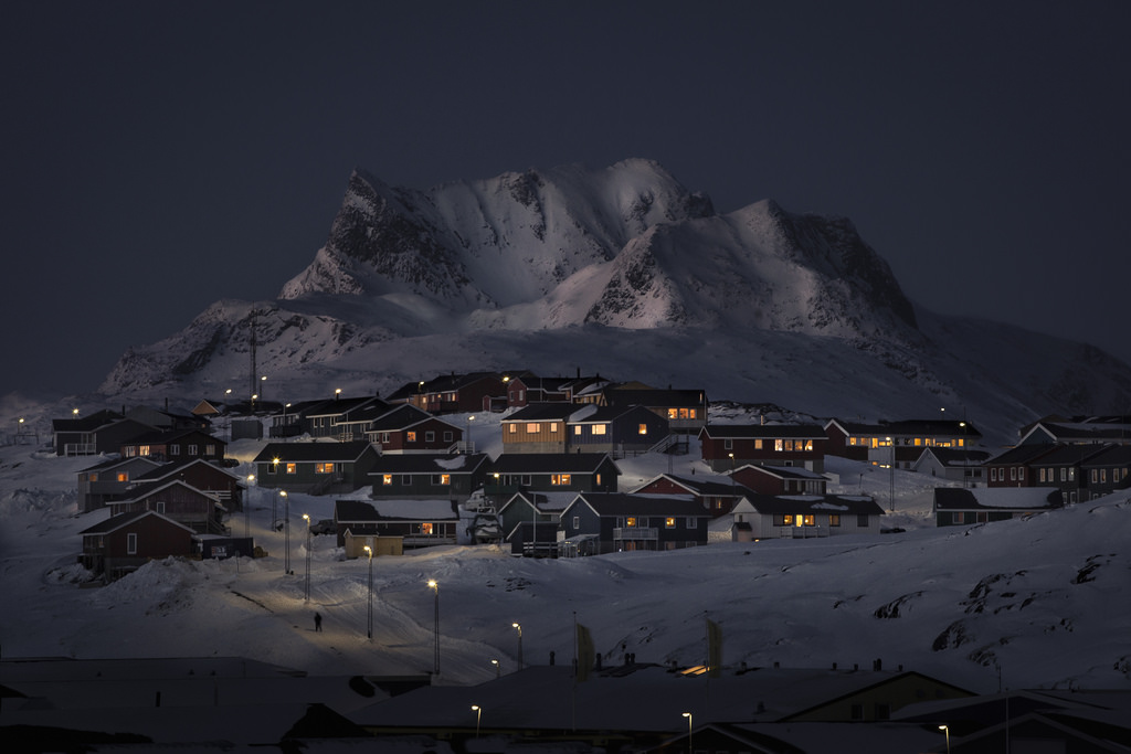 mother nature Myggedalen village at night, Greenland