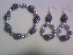 Sparkling Silver Cracked Glass Beaded Bracelet Set