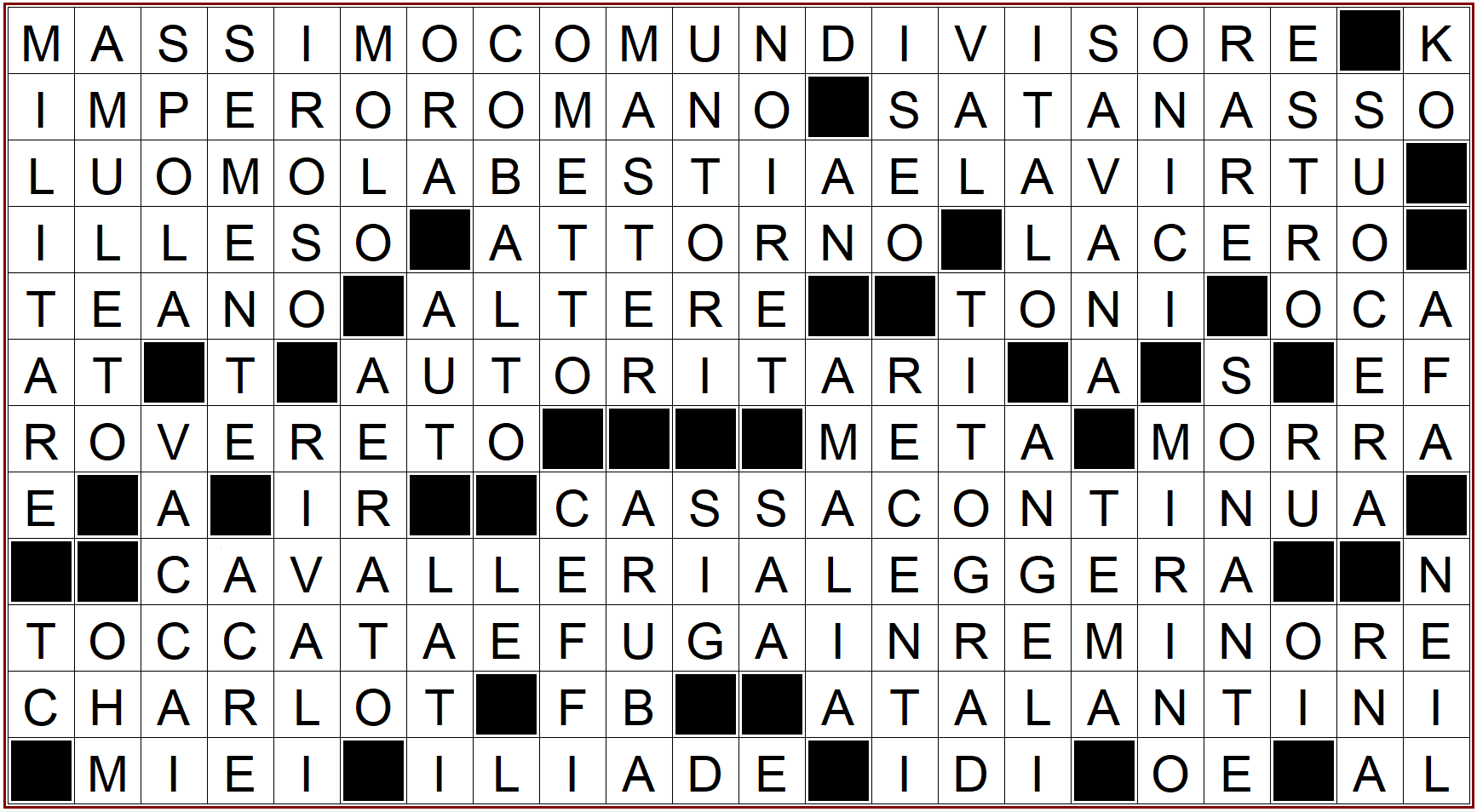 soluzioni dei rebus della settimana 2020