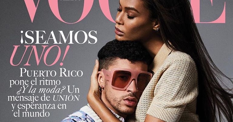 Joan Smalls and Bad Bunny cover Vogue Mexico April 2020