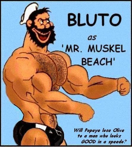 And the totally awesome Bluto who is the strongest man in the world, Mr. Mu...